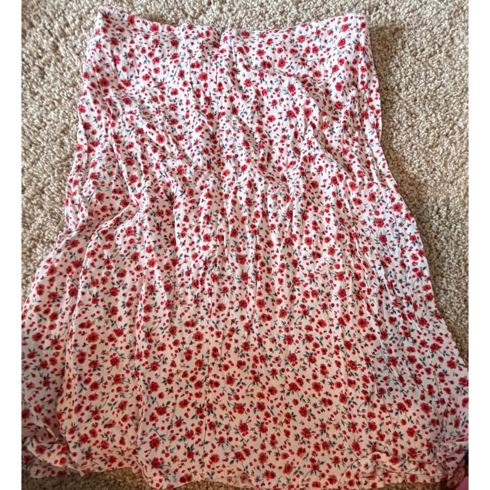 Brandy Melville Floral Mini Skirt White Red Ditsy Print small Coquette Skirt